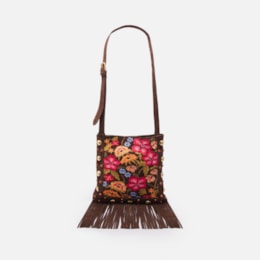 Bolsa Crossbody Bordada Com Franja