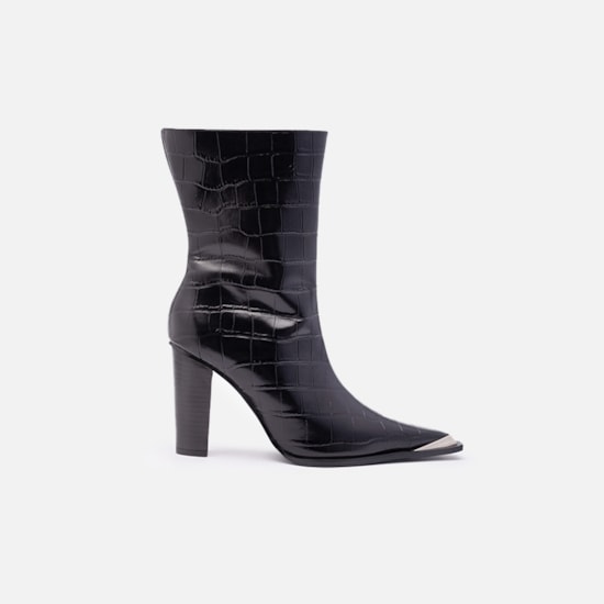 Bota Em Couro Croco
