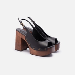 Clog Slingback Couro