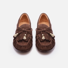 Mocassim Em Camurça Com Franjas