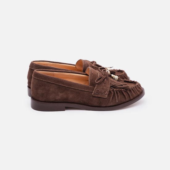 Mocassim Em Camurça Com Franjas