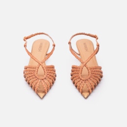 Sandalia Em Couro Trancado