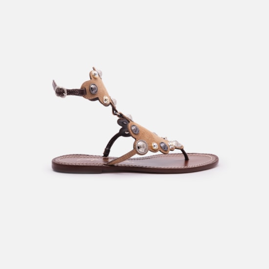 Sandalia Rasteira Com Aplicacoes