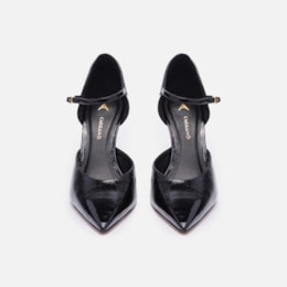 Scarpin Slingback Couro Verniz