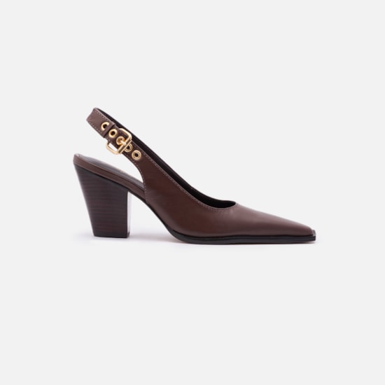 Scarpin Slingback Em Couro