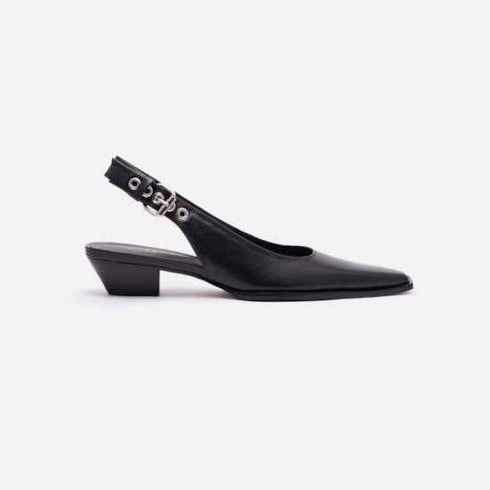 Slingback Em Couro
