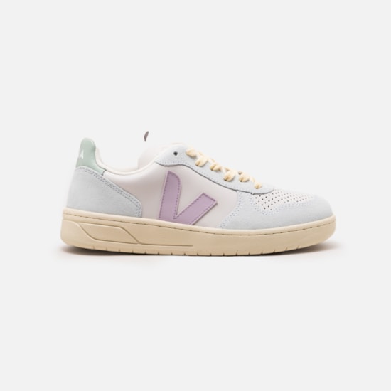 Tenis Veja V-10 Leather Gravel Parme Menthol