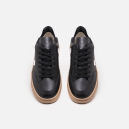 Tenis Veja V-12 Leather Black White Dune